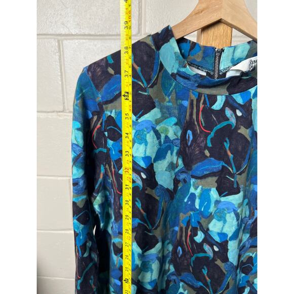 Rebekah Callaghan 100% Cotton Gormon Size 16 Blue Long Sleeve Dress - Picture 3 of 7